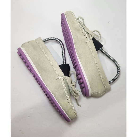 Minnetonka Womens Kilty Plus Moccasin Sz 8 Green‎ Purple Suede Flat Slip On Shoe - Picture 5 of 10